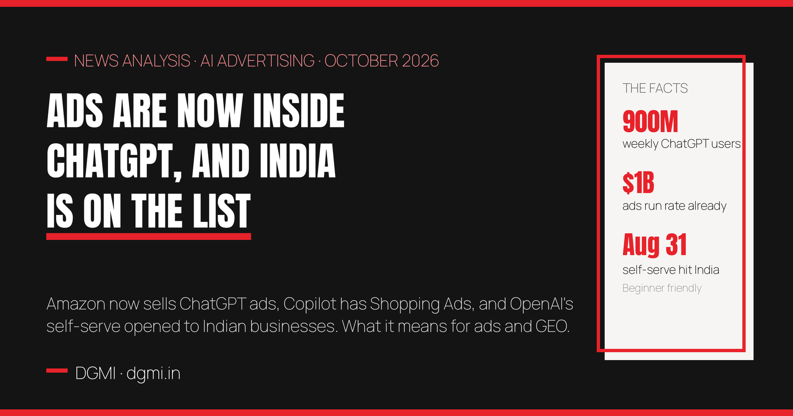 Ads Inside ChatGPT: Amazon Deal, India Self-Serve Open & What It Means for GEO